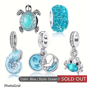Silver Alloy Ocean Charms (5-pieces set)
